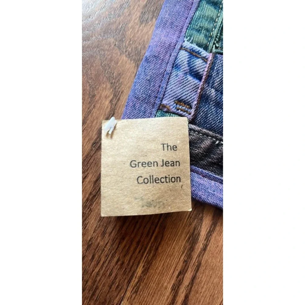 The Green Jean Collection Hand Dyed Repurposed Denim Patchwork Trivet Mat #129
